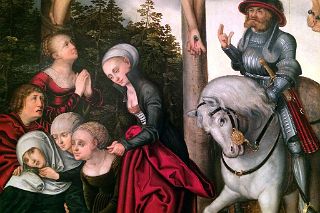 12-3 Crucifixion of Christ By Lucas Cranach c1500 Close Up National Museum of Fine Arts MNBA  Buenos Aires.jpg